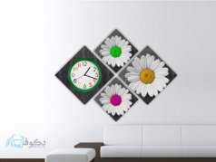ساعت دیواری تابلوای 4تکه طرح میخک