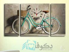 ساعت دیواری تابلوای 3تکه طرح دوچرخه