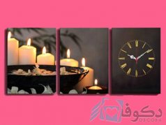 ساعت دیواری تابلوای 3تکه طرح شمع