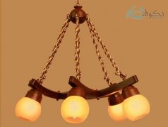 لوستر چوبی 4شاخه نیلوفر