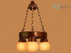 لوستر چوبی 3شاخه گرد