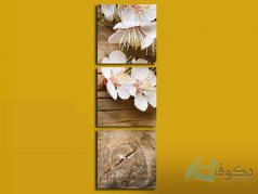 ساعت دیواری تابلوای 3 تکه مدل گل بهاری