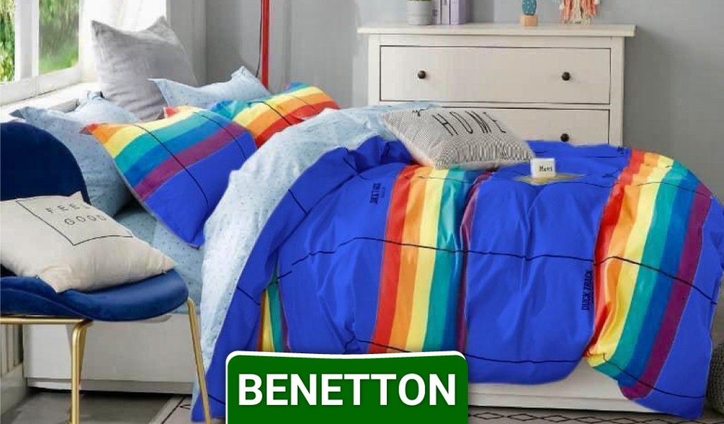 ست لحاف روتختی دونفره ۶ تکه پارچه کتان نخ برند بنتون کد 001