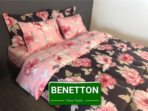 ست لحاف روتختی دونفره ۶ تکه پارچه کتان نخ برند بنتون کد 040