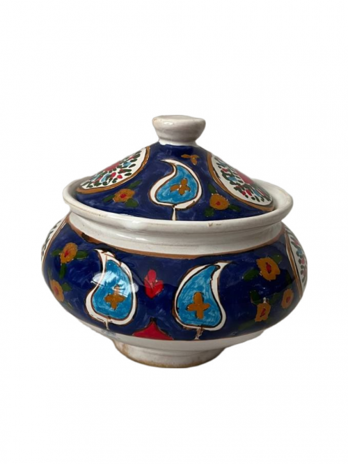 قندان سفالی مند طرح بته آبی