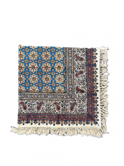رومیزی قلمکار کلاسیک آبی