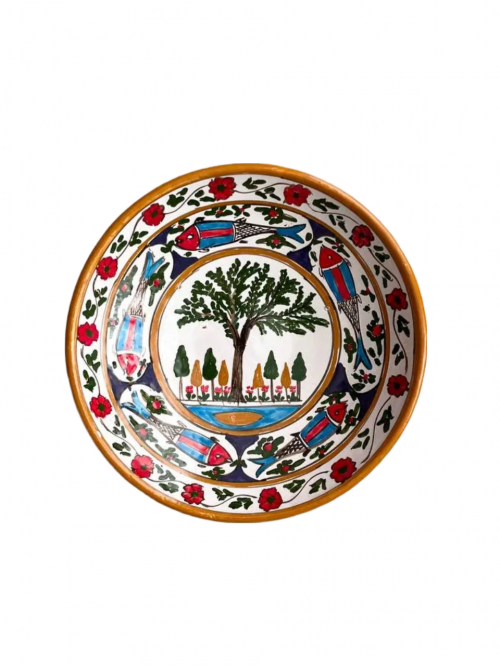 بشقاب سفالی مند طرح سرو