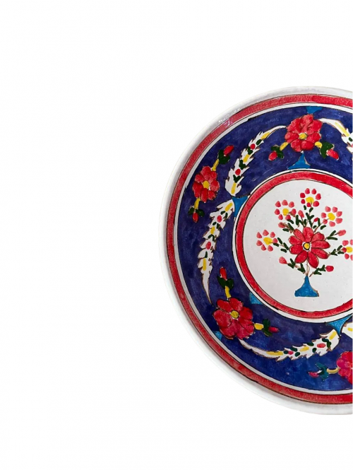بشقاب سفالی مند طرح گلدان