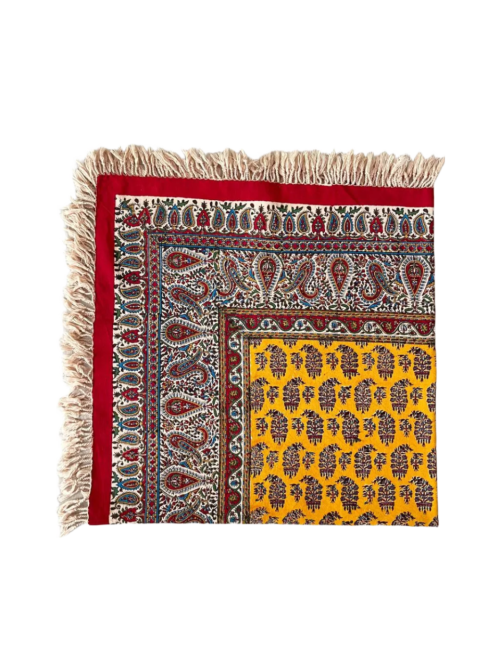 رومیزی قلمکار کلاسیک خردلی