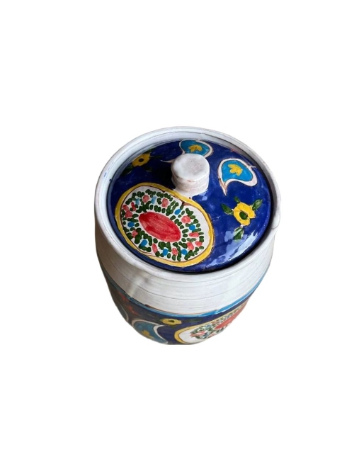 خمره سفالی مند طرح بته آبی