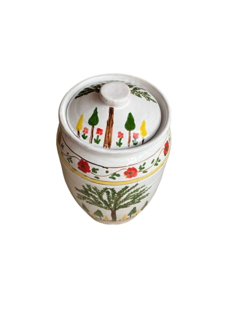 خمره سفالی مند طرح درخت زندگی و سرو