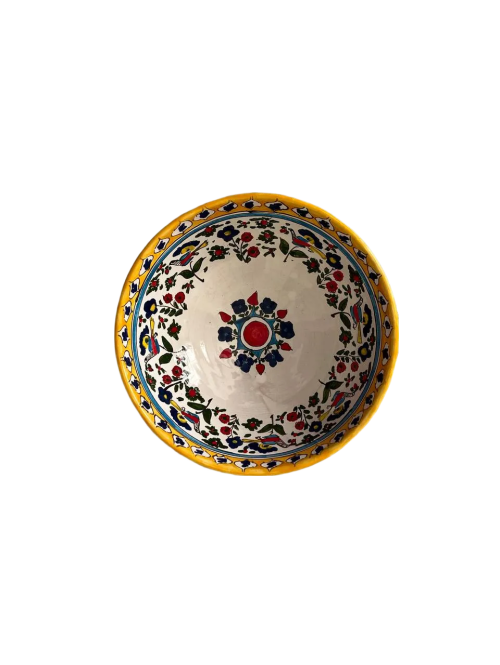 کاسه سفالی مند طرح مرغ
