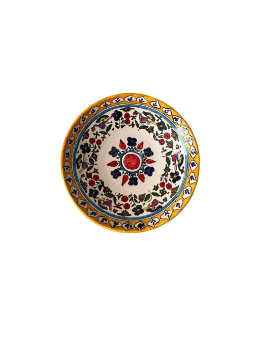 بشقاب سفالی مند طرح مرغ