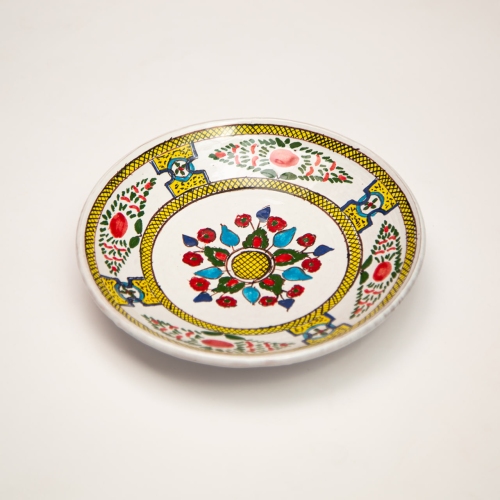 بشقاب سفالی مند طرح زرد