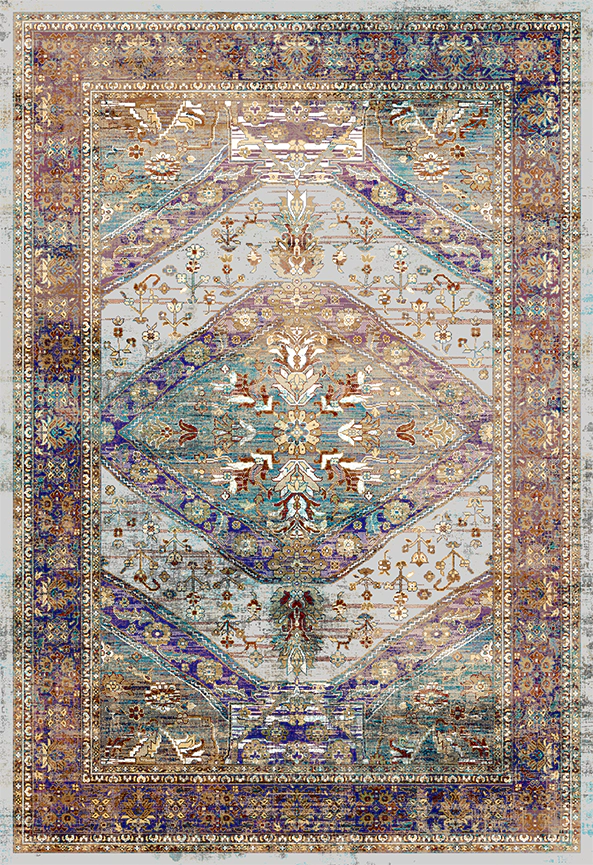 فرش ابریشم ماشینی مدرن و سنتی مناسب حال و پذیرایی برند دفه کد  ABRISHAM SM 517