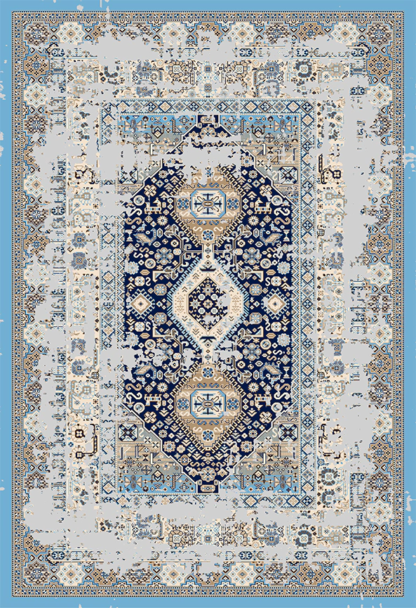 فرش ابریشم ماشینی مدرن و سنتی مناسب حال و پذیرایی برند دفه کد  ABRISHAM SM 518