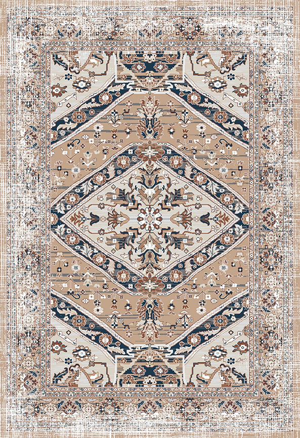 فرش ابریشم ماشینی مدرن و سنتی مناسب حال و پذیرایی برند دفه کد  ABRISHAM SM 574