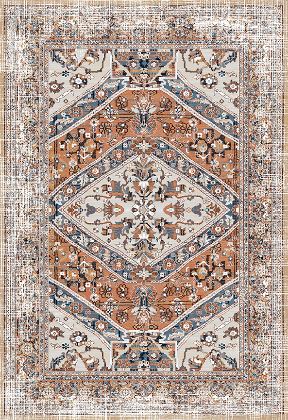 فرش ابریشم ماشینی مدرن و سنتی مناسب حال و پذیرایی برند دفه کد  ABRISHAM SM 575