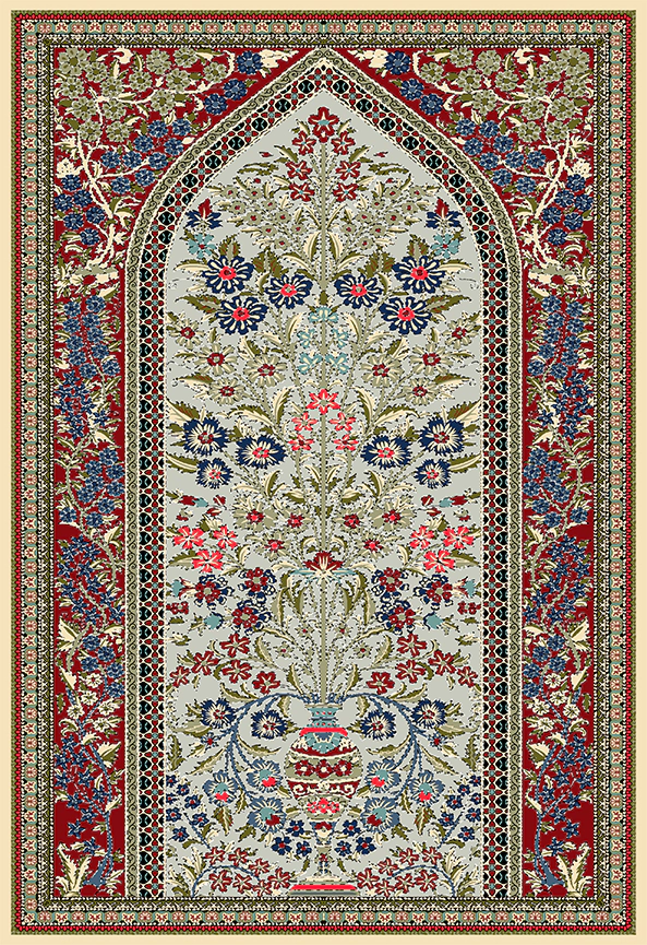 فرش ابریشم ماشینی مدرن و سنتی مناسب حال و پذیرایی برند دفه کد  ABRISHAM SM 579