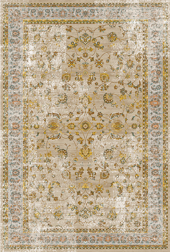 فرش ابریشم ماشینی مدرن و سنتی مناسب حال و پذیرایی برند دفه کد  ABRISHAM SM 621