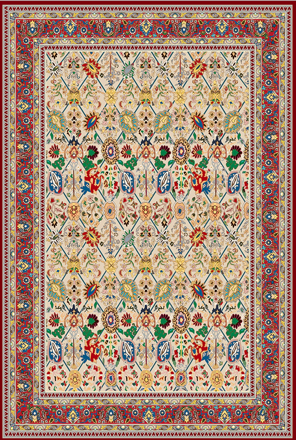 فرش ابریشم ماشینی مدرن و سنتی مناسب حال و پذیرایی برند دفه کد  ABRISHAM SM 655