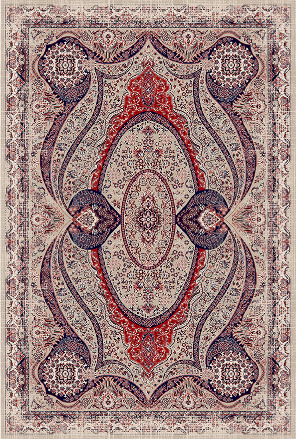 فرش ابریشم ماشینی مدرن و سنتی مناسب حال و پذیرایی برند دفه کد  ABRISHAM SM 658