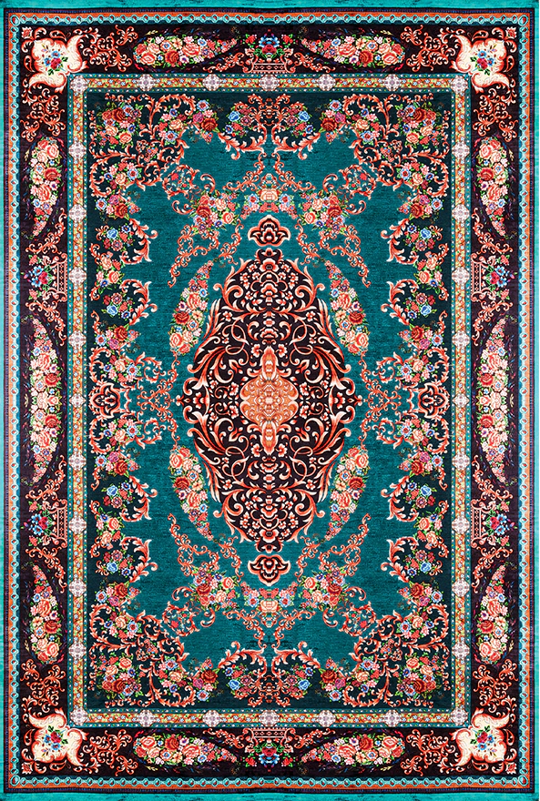 فرش ابریشم ماشینی مدرن و سنتی مناسب حال و پذیرایی برند دفه کد  ABRISHAM SM 674