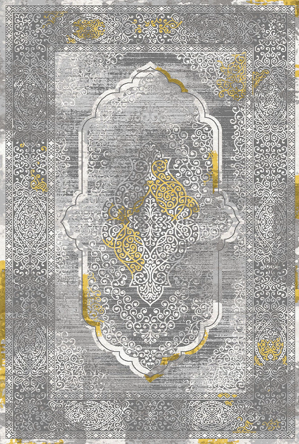 فرش ابریشم ماشینی مدرن و سنتی مناسب حال و پذیرایی برند دفه کد  ABRISHAM SM 682