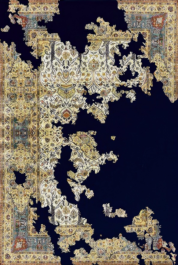 فرش ابریشم ماشینی مدرن و سنتی مناسب حال و پذیرایی برند دفه کد  ABRISHAM SM 794