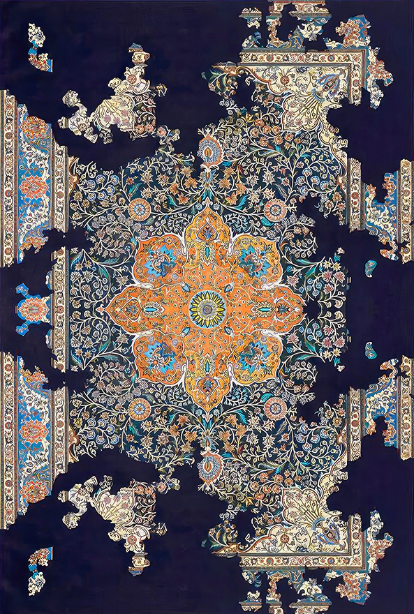 فرش ابریشم ماشینی مدرن و سنتی مناسب حال و پذیرایی برند دفه کد  ABRISHAM SM 795