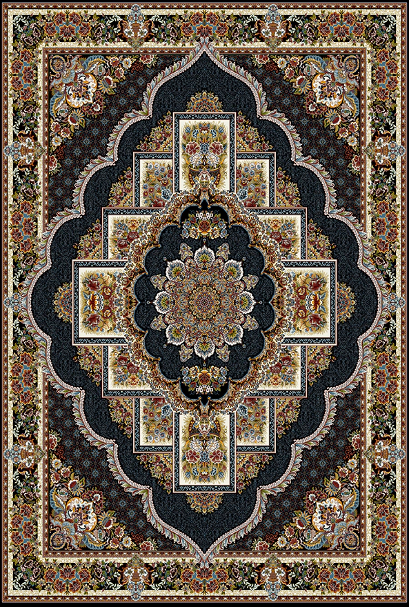 فرش ابریشم ماشینی مدرن و سنتی مناسب حال و پذیرایی برند دفه کد  ABRISHAM SM 835