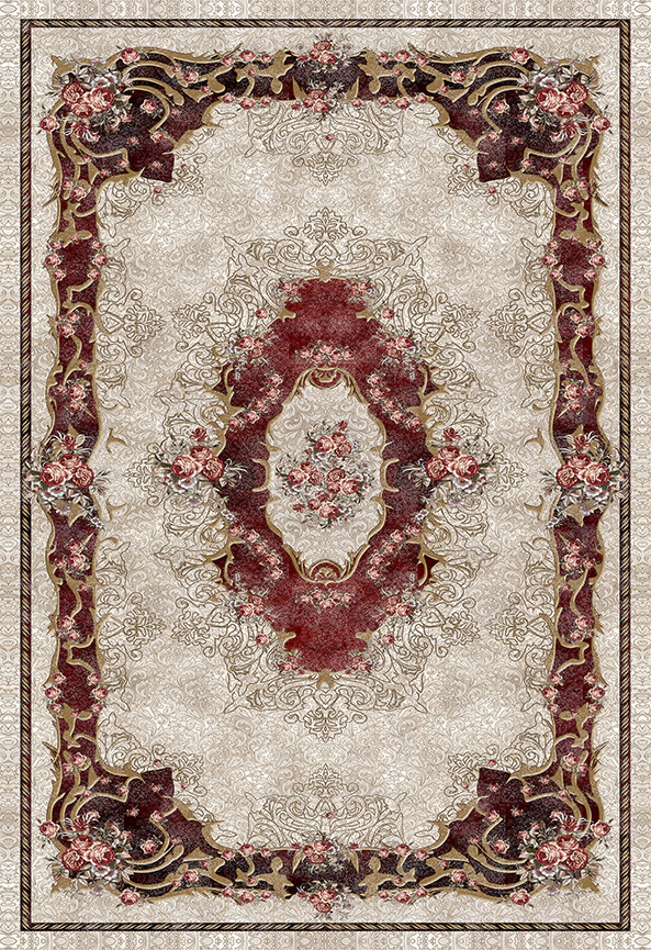 فرش ابریشم ماشینی مدرن و سنتی مناسب حال و پذیرایی برند دفه کد  ABRISHAM SM 849