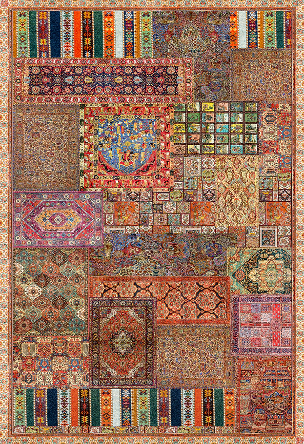 فرش ابریشم ماشینی مدرن و سنتی مناسب حال و پذیرایی برند دفه کد  ABRISHAM SM 864