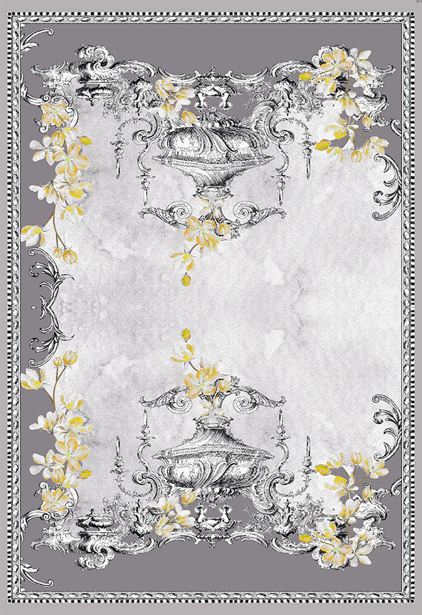 فرش ابریشم ماشینی مدرن و سنتی مناسب حال و پذیرایی برند دفه کد  ABRISHAM SM 869