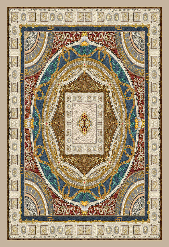 فرش ابریشم ماشینی مدرن و سنتی مناسب حال و پذیرایی برند دفه کد  ABRISHAM SM 898