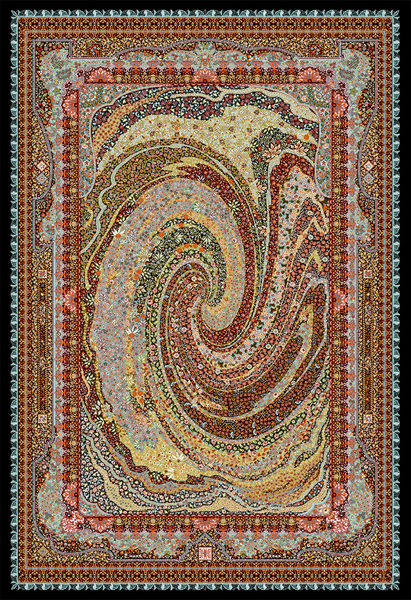 فرش ابریشم ماشینی مدرن و سنتی مناسب حال و پذیرایی برند دفه کد  ABRISHAM SM 914