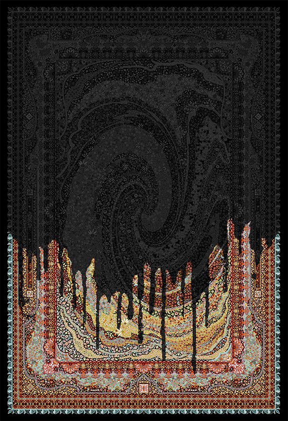 فرش ابریشم ماشینی مدرن و سنتی مناسب حال و پذیرایی برند دفه کد  ABRISHAM SM 915