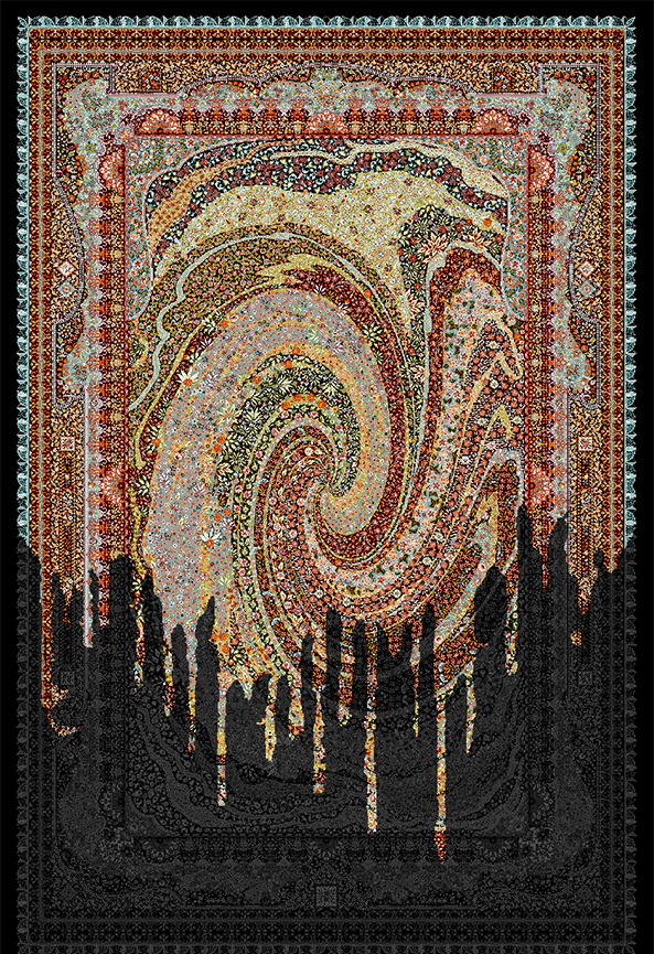 فرش ابریشم ماشینی مدرن و سنتی مناسب حال و پذیرایی برند دفه کد  ABRISHAM SM 916