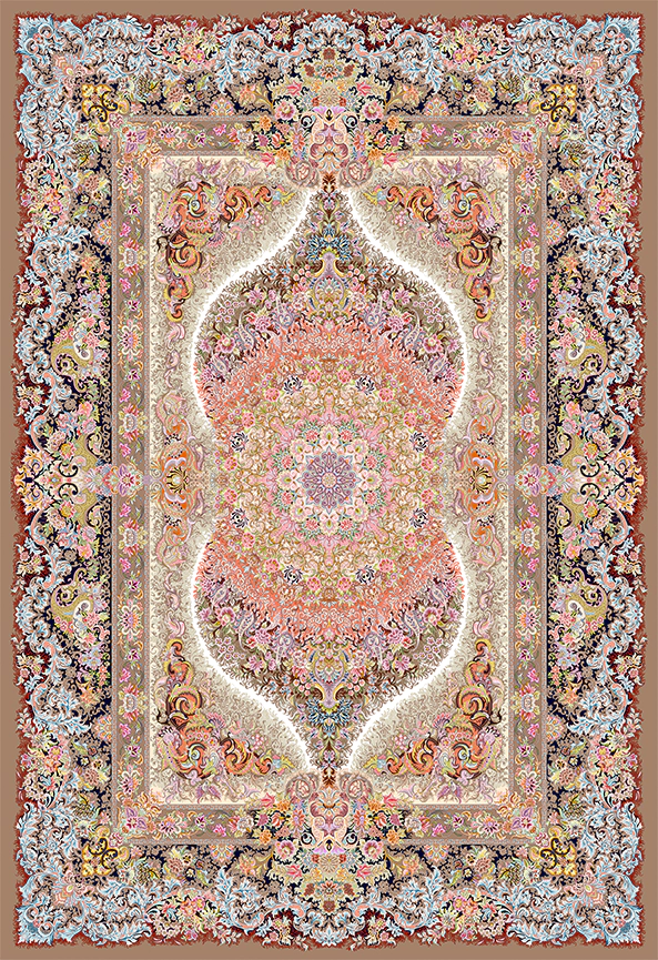 فرش ابریشم ماشینی مدرن و سنتی مناسب حال و پذیرایی برند دفه کد  ABRISHAM SM 924