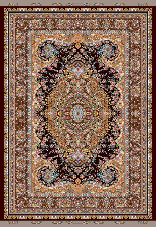 فرش ابریشم ماشینی مدرن و سنتی مناسب حال و پذیرایی برند دفه کد  ABRISHAM SM 933