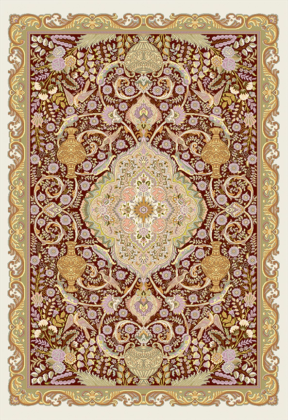 فرش ابریشم ماشینی مدرن و سنتی مناسب حال و پذیرایی برند دفه کد  ABRISHAM SM 939