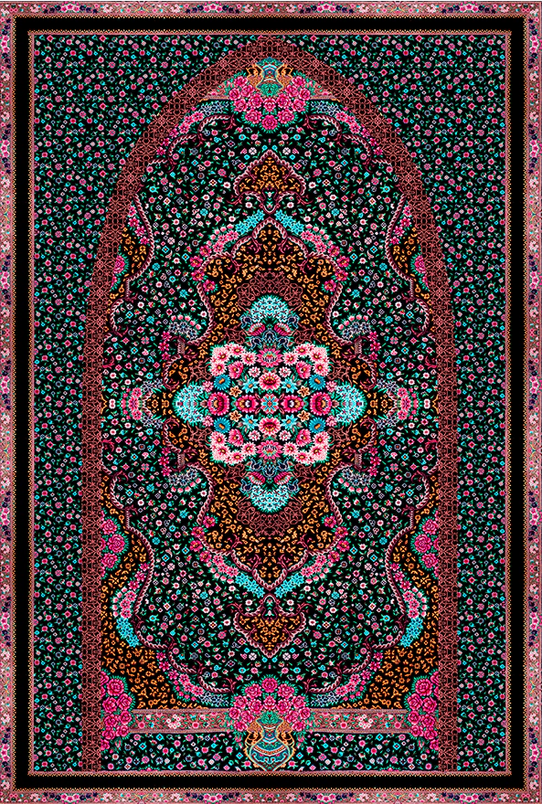 فرش ابریشم ماشینی مدرن و سنتی مناسب حال و پذیرایی برند دفه کد  ABRISHAM SM 952