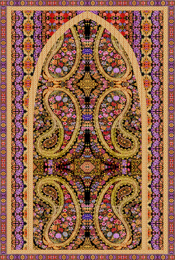 فرش ابریشم ماشینی مدرن و سنتی مناسب حال و پذیرایی برند دفه کد  ABRISHAM SM 958