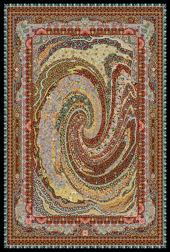 فرش ابریشم ماشینی مدرن و سنتی مناسب حال و پذیرایی برند دفه کد  ABRISHAM SM 962