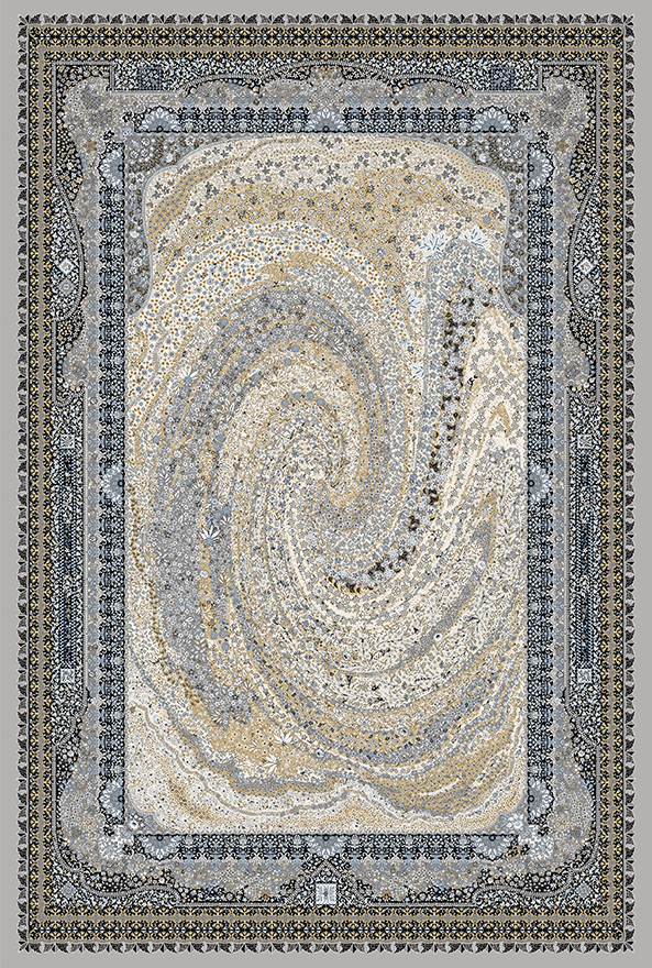 فرش ابریشم ماشینی مدرن و سنتی مناسب حال و پذیرایی برند دفه کد  ABRISHAM SM 963