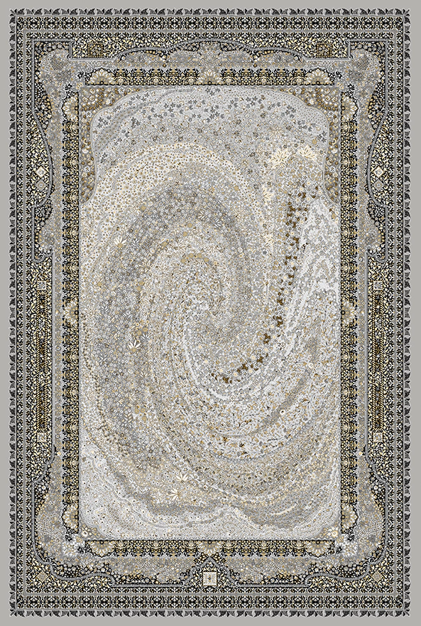 فرش ابریشم ماشینی مدرن و سنتی مناسب حال و پذیرایی برند دفه کد  ABRISHAM SM 964