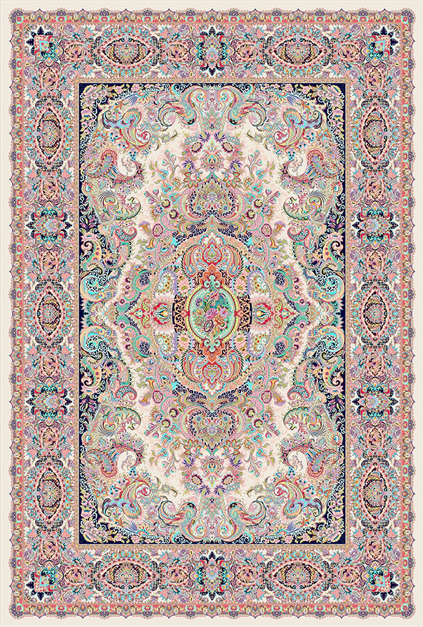 فرش ابریشم ماشینی مدرن و سنتی مناسب حال و پذیرایی برند دفه کد  ABRISHAM SM 984