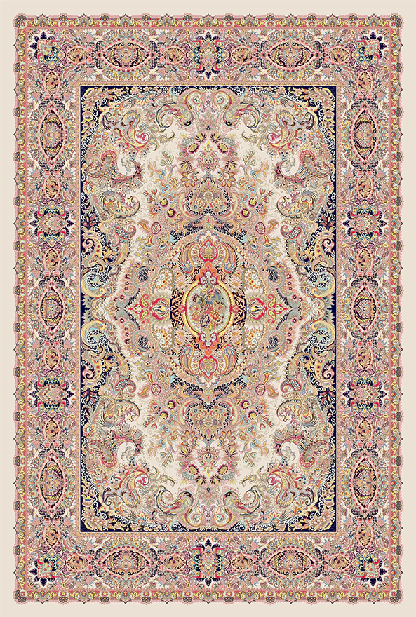 فرش ابریشم ماشینی مدرن و سنتی مناسب حال و پذیرایی برند دفه کد  ABRISHAM SM 985