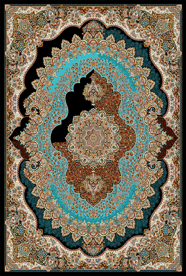 فرش ابریشم ماشینی مدرن و سنتی مناسب حال و پذیرایی برند دفه کد  ABRISHAM SM 996