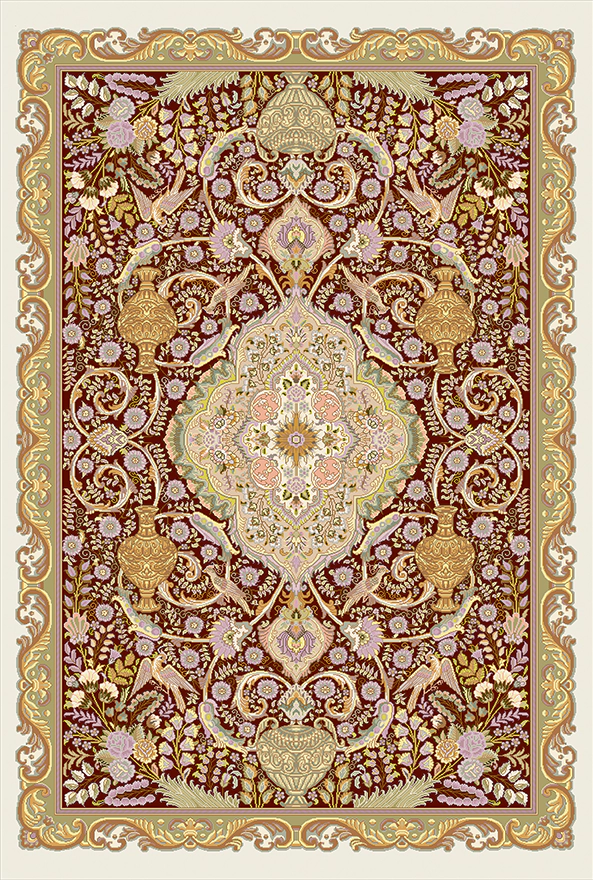 فرش ابریشم ماشینی مدرن و سنتی مناسب حال و پذیرایی برند دفه کد  ABRISHAM SM 1012